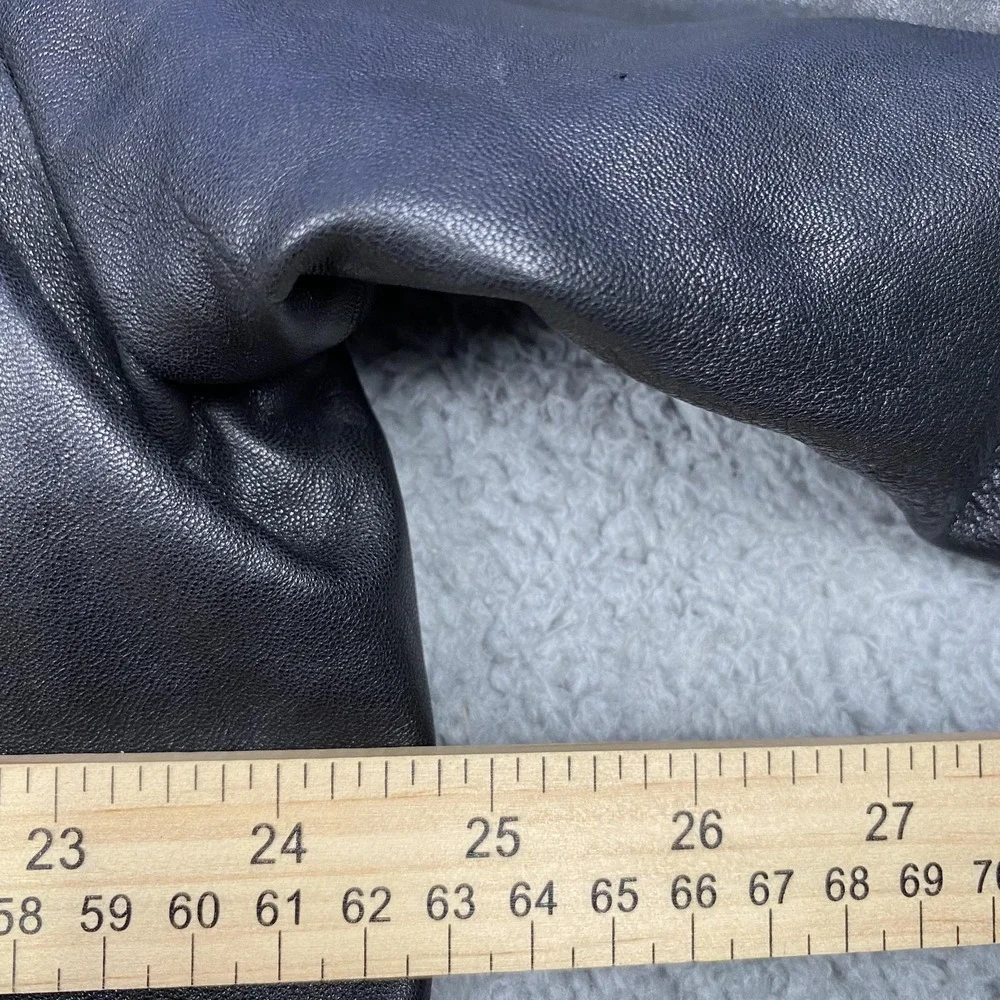 Uli‎ Knecht Jacket Mens 50 Black Lamb Nappa Leather Car Coat Button Front Lined